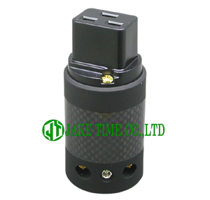 Audio Connector IEC 60320 C19 音響級歐規電源插座  黑色, 黑色碳纖維外殼, 鍍金