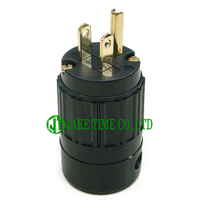Auido Plug NEMA 5-15P 音響級美規電源插頭 黑色, 鍍金 線徑 19mm