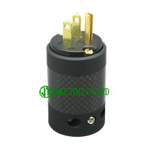Audio Plug NEMA 5-15P 音響級美規電源插頭 黑皮革漆, 黑色碳纖維外殼, 鍍金