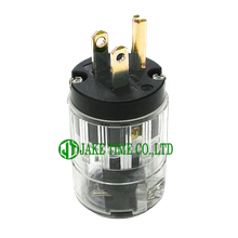 Auido Plug NEMA 5-15P 音响级美规电源插头 透明外壳, 镀金